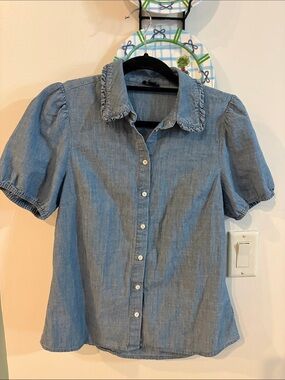 J Crew cotton denim look blouse